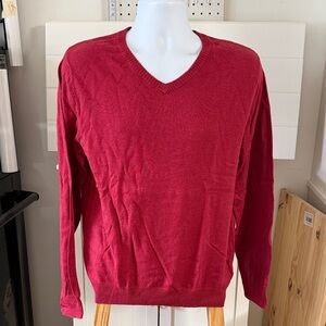 Classic Men's V-Neck Sweater in Deep Red